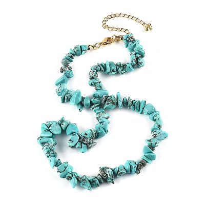 Synthetic Turquoise Chips Beaded Necklace NJEW-FZ00004-02-1
