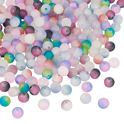 200Pcs 10 Colors Crackle Glass Beads Strands GLAA-TA0003-31C-1