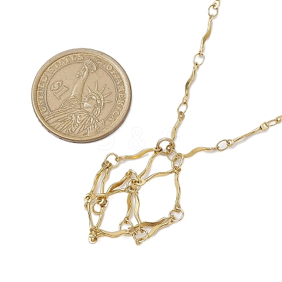 304 Stainless Steel Wavy Bar Link Chain Macrame Pouch Necklace Making NJEW-JN05061-01-1