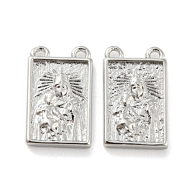 Rack Plating Brass Rectangle Charms with 2 Loops KK-Q804-28P-1