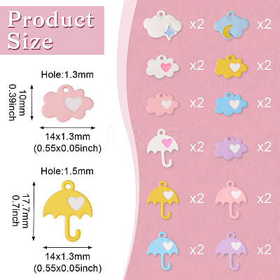 24Pcs 12 Style Spray Painted Alloy Pendants FIND-TA0002-55-1