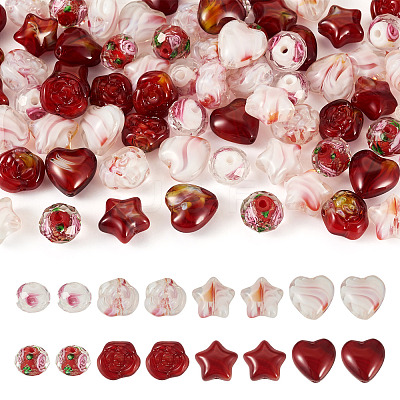 80Pcs 8 Styles Millefiori Glass Beads Strands GLAA-TA0003-43C-1