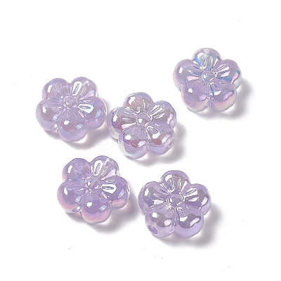 UV Plating Rainbow Iridescent Acrylic Flower Beads PACR-M003-10B-1
