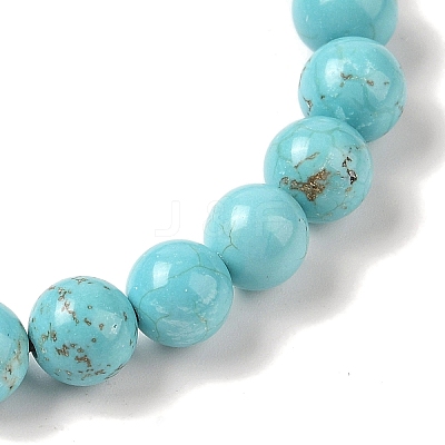 8mm Round Natural Crackle Turquoise  Braided Bead Bracelets BJEW-C067-01B-10-1