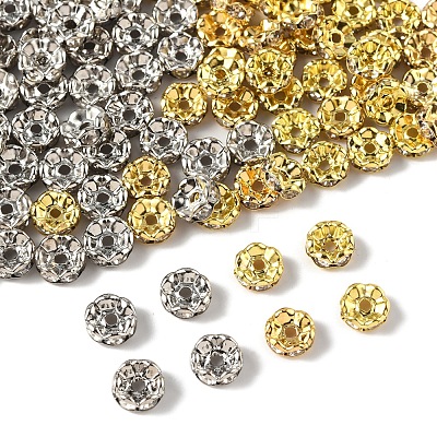 120Pcs 2 Colors Brass Crystal Rhinestone Spacer Beads RB-FS0001-06-1