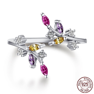 Rhodium Plated 925 Sterling Silver Open Finger Rings RJEW-A019-51P-1