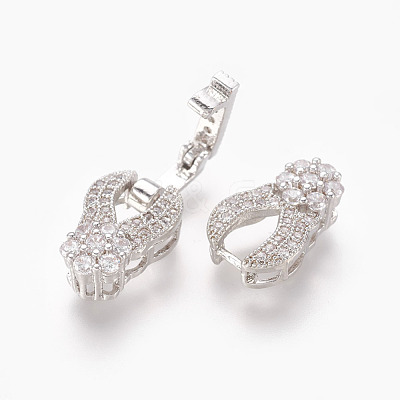 Brass Micro Pave Cubic Zirconia Fold Over Clasps KK-P164-19P-1