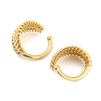 Leaf Rack Plating Brass Micro Pave Cubic Zirconia Cuff Earrings for Women EJEW-F326-05G-1