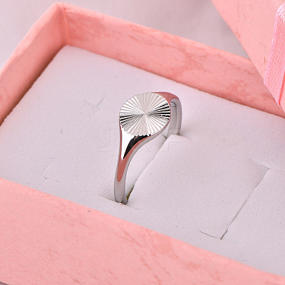 Flat Round 304 Stainless Steel Finger Rings FS-WG268FC-10-1