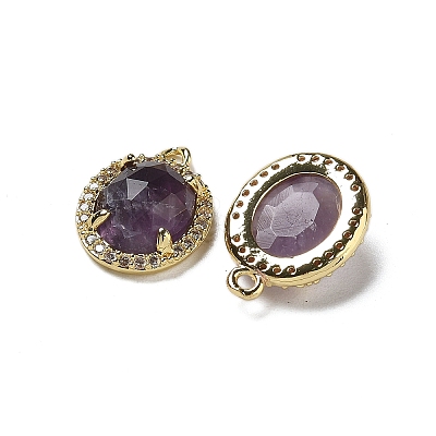 Natural Amethyst Faceted Oval Pendants G-I375-02G-08-1