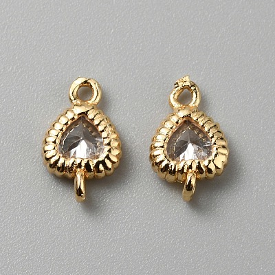 Brass Pave Clear Cubic Zirconia Connector Charms KK-WH0062-71E-G-1