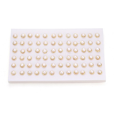 Half Round Brass Micro Pave Clear Cubic Zirconia Stud Earrings PEAR-N017-07I-1
