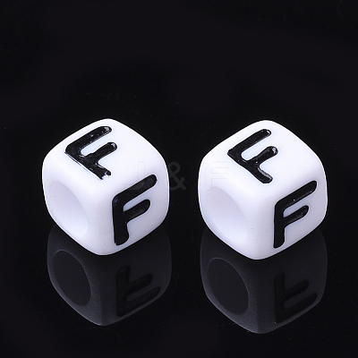 Acrylic Horizontal Hole Letter Beads X-PL37C9129-F-1
