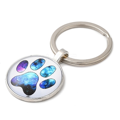 Half Round/Dome Alloy & Glass Pendant Keychain KEYC-D020-01P-02-1