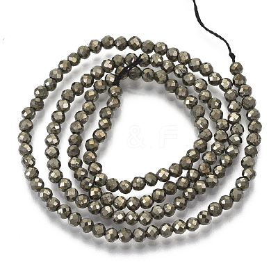 Natural Pyrite Beads Strands G-T108-34D-1