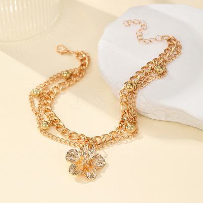 Flower Alloy Charm Chain Tassel Anklets for Women FS-WGA4657-02-1