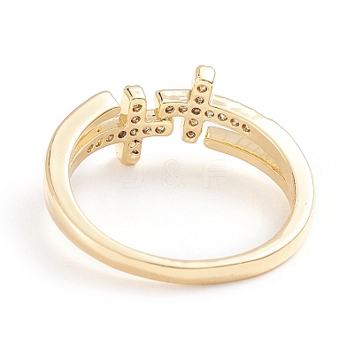 Adjustable Brass Micro Pave Clear Cubic Zirconia Cuff Rings X-RJEW-F101-18G-1