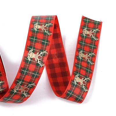 25 Yards Flat Christmas Theme Printed Polyester Grosgrain Ribbon OCOR-C004-04D-1