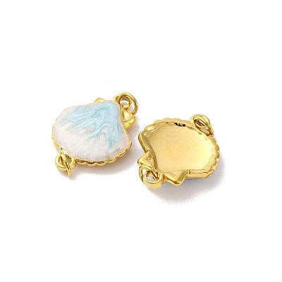 304 Stainless Steel Light Cyan Enamel Shell Shape Connector Charms STAS-U061-06G-1
