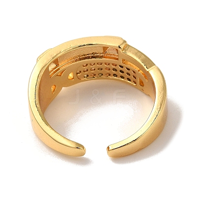 Rack Plating Brass Micro Pave Clear Cubic Zirconia Cuff Rings for Women RJEW-G325-13H-G-1