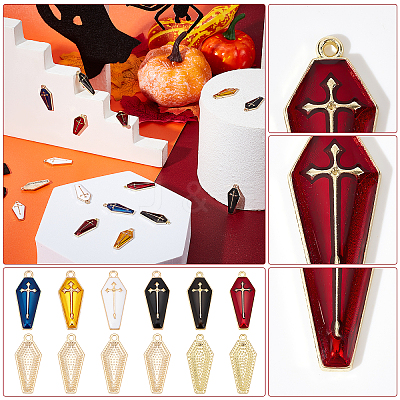 48Pcs 6 Colors Alloy Enamel Pendant ENAM-GA0001-03-1
