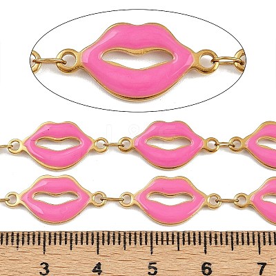 304 Stainless Steel Enamel Lip Link Chains CHS-K023-03G-04-1