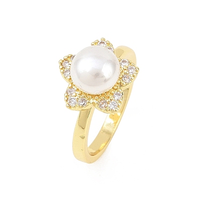 Brass Micro Pave Cubic Zirconia Finger Rings for Women RJEW-D340-02G-02-1
