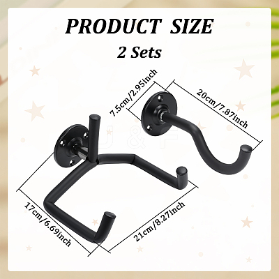 2 Bags Wall-mounted Iron Guitar Hook Hanger ODIS-WR0001-80A-1