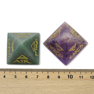 6Pcs Natural Obsidian & Red Jasper & Amethyst & Tiger Eye & Rose Quartz & Green Aventurine Orgonite Pyramid Display Decorations G-C186-06-1