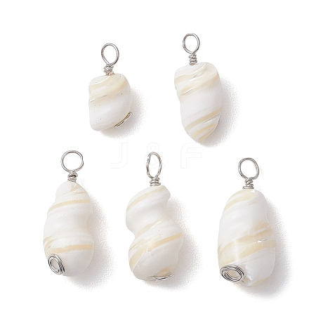 Natural Conch Shell Pendants PALLOY-JF02808-01-1