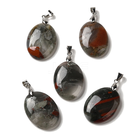 Natural African Bloodstone Pendants G-Z055-03P-01-1