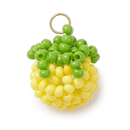 Glass Seed Beaded Tomato Pendants PALLOY-MZ01081-03-1