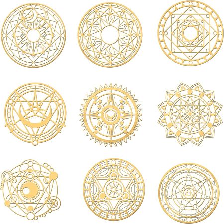 Olycraft 9Pcs 9 Styles Nickel Self-adhesive Picture Stickers DIY-OC0004-30-1