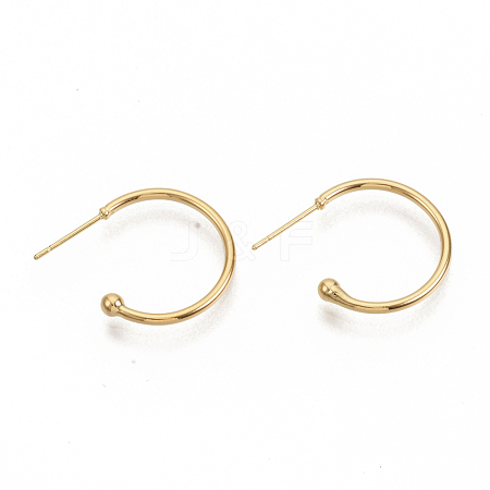 Brass Stud Earrings X-EJEW-T007-02G-NF-1