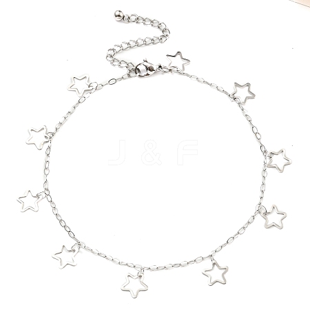 Non-Tarnish 304 Stainless Steel Cable Chain Hollow Charm Bracelets BJEW-P334-10C-P-1