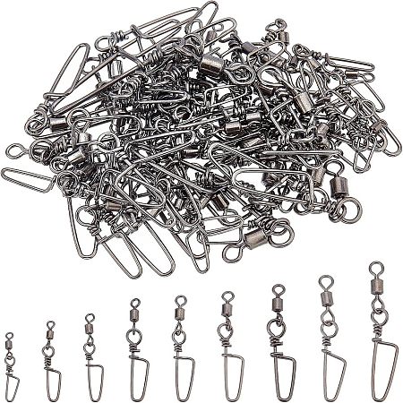 90Pcs 9 Style Brass Fishing Snaps Swivels FIND-FH0004-40-1