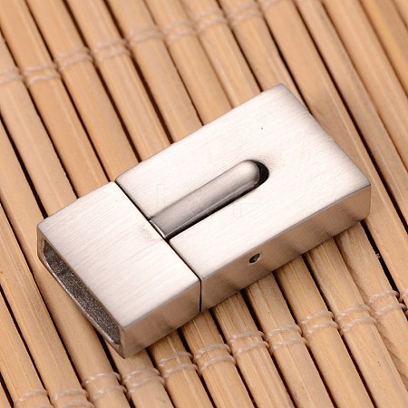 Tarnish Resistant Matte 304 Stainless Steel Rectangle Magnetic Clasps STAS-I045-04B-1