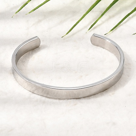 304 Stainless Steel Plain Open Cuff Bangles for Women SA-CBAC920-08P-1