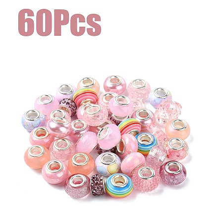 60Pcs 15 Styles Resin European Beads DIY-YW0010-19-1