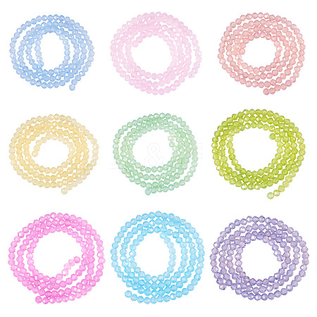9 Strands 9 Colors  Baking Paint Transparent Glass Beads Strands DGLA-TA0001-38-1