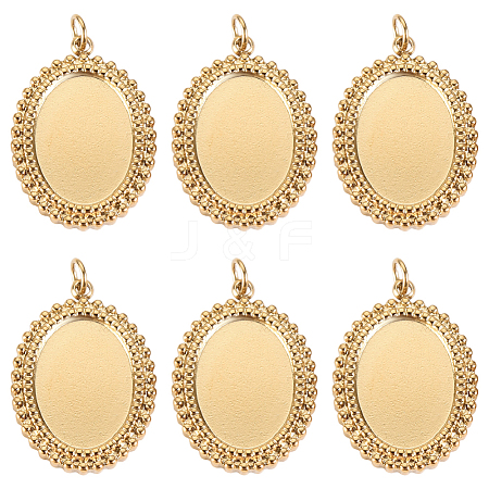 6Pcs 304 Stainless Steel Pendant Cabochon Settings STAS-BBC0004-68G-1