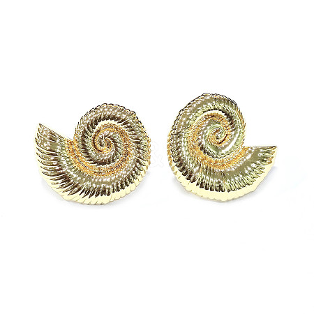 Snail Brass Stud Earrings EJEW-Q811-05G-1