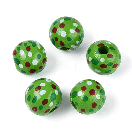 Spray Painted Schima Wood Beads WOOD-T032-36E-1