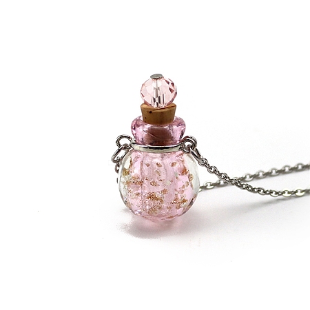Luminous Round Lampwork Perfume Bottle Necklaces PW-WG60050-01-1