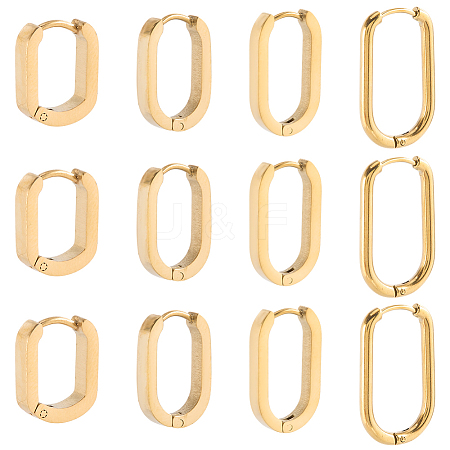 8 Pairs 4 Styles 304 Stainless Steel Huggie Hoop Earrings EJEW-SC0001-76G-1