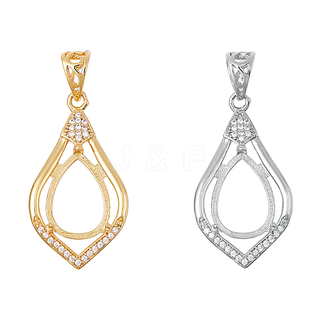 2Pcs 2 Colors Brass Pendants Cabochon Settings FIND-HS0001-14-1
