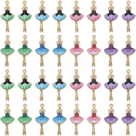 32Pcs 8 Colors Printed Alloy Pendants ENAM-SC0005-39-1
