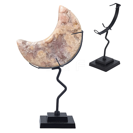 Moon Shaped Alloy Crystal Ball Holder PALLOY-WH0816-007EB-1