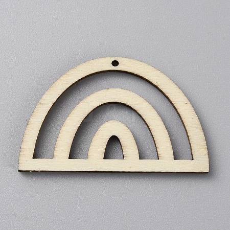Fan Shape Hollow out Unfinished Wood Pendants DIY-WH0488-11B-1