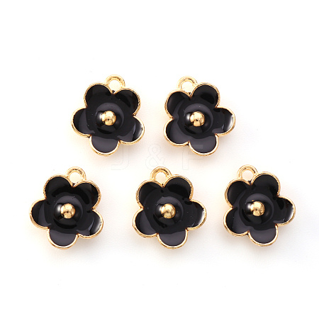Light Gold Plated Alloy Enamel Pendants ENAM-R136-16E-1